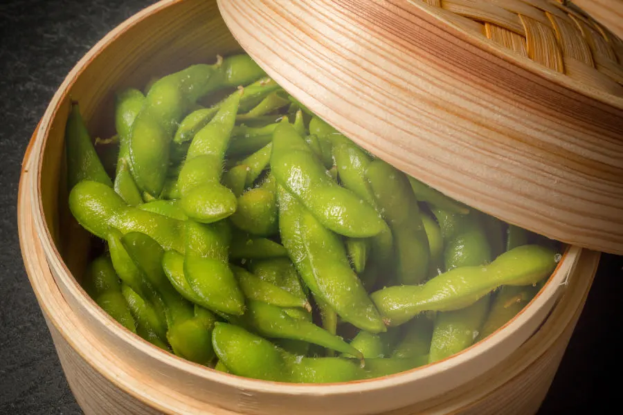 steaming edamame